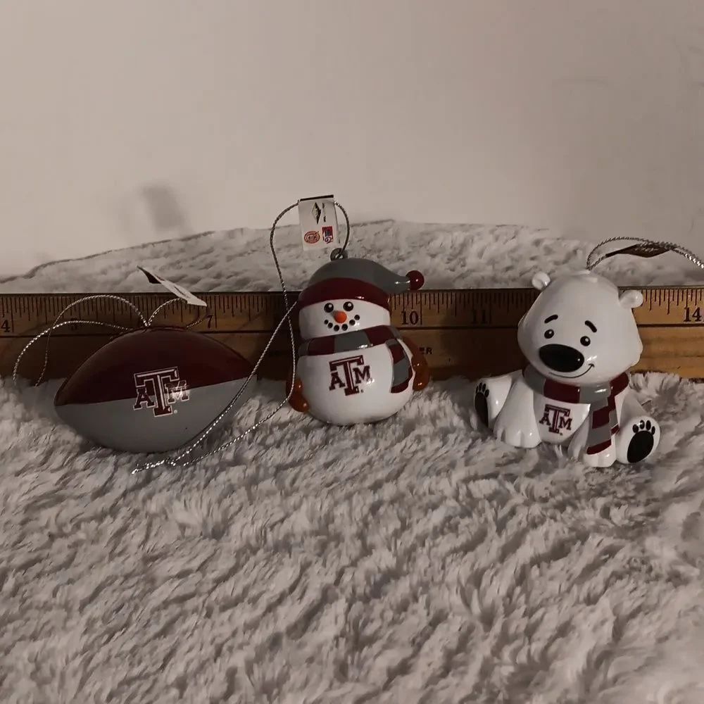 Three Texas A&M Christmas Ornaments